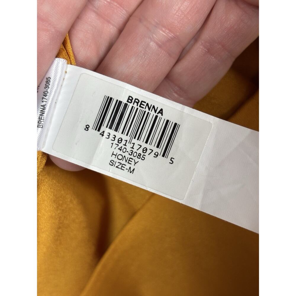 Dress the Population Brenna Midi Cocktail Dress Honey Yellow Gold Size Medium - Picture 13 of 15